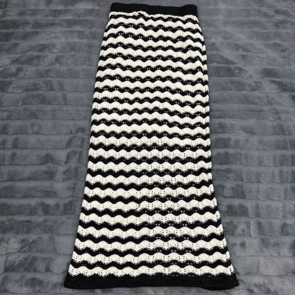 Jessica Simpson Womens Black White Chevron Knit Maxi Skirt XS ST21112